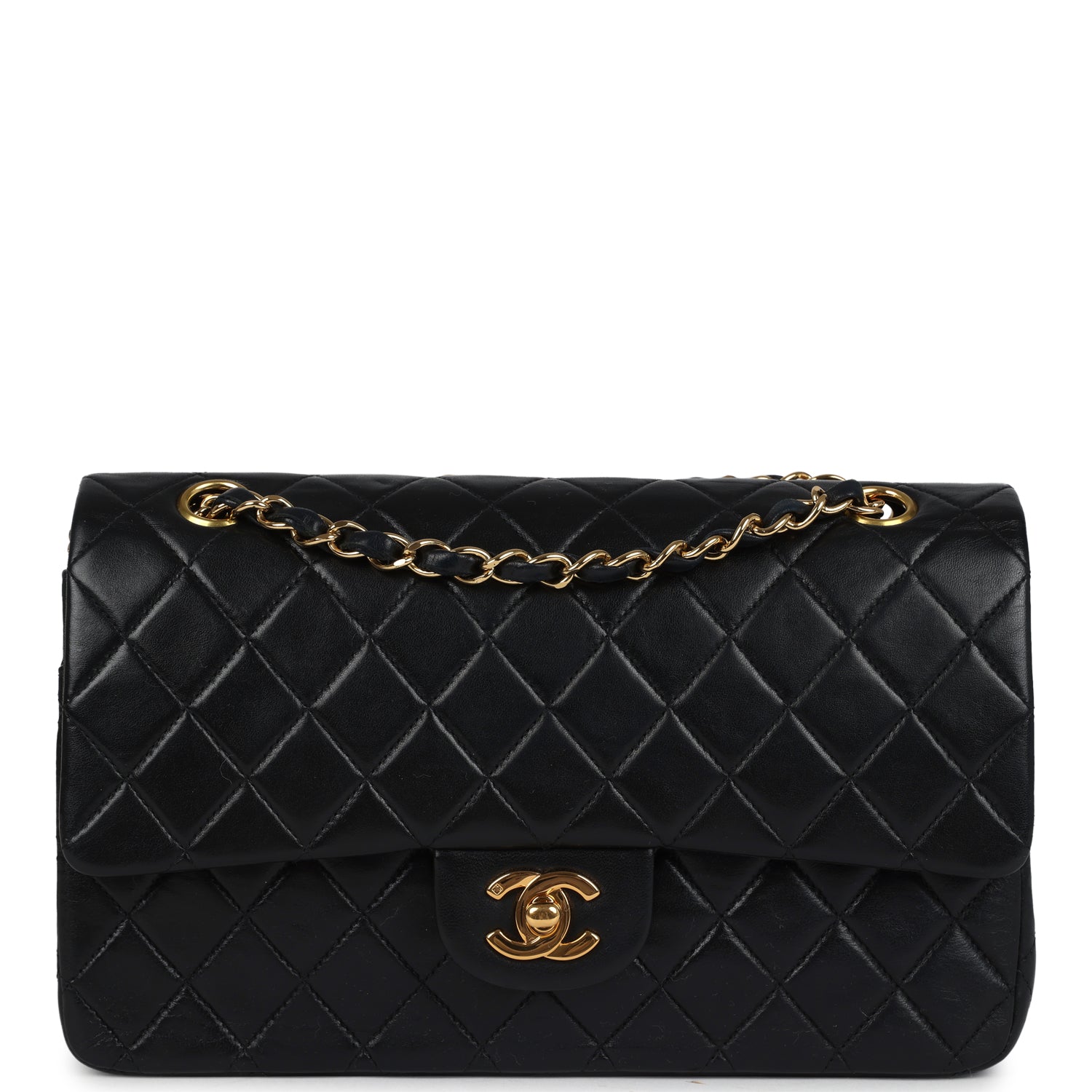 Chanel Medium Classic Double Flap Bag Black Lambskin Gold Hardware