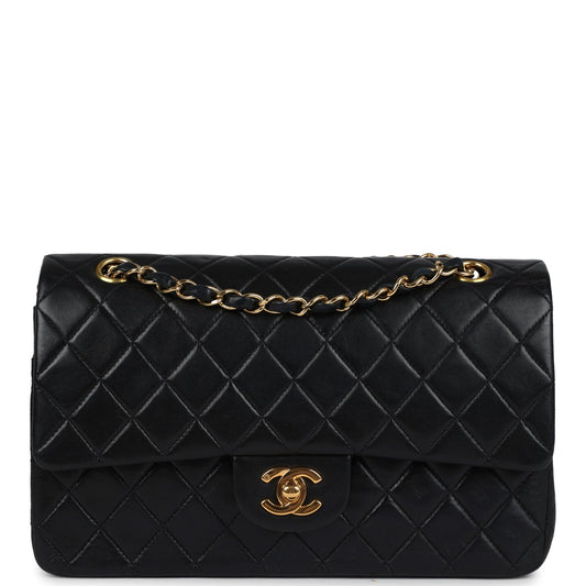 Chanel Medium Classic Double Flap Bag Black Lambskin Gold Hardware