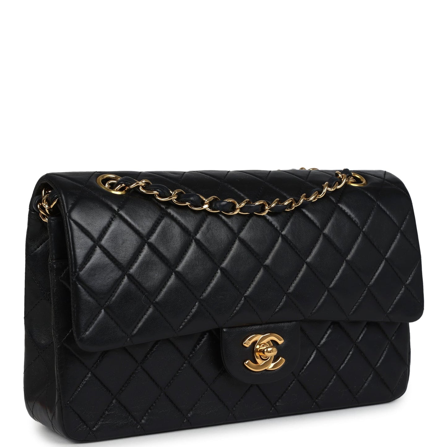 Chanel Medium Classic Double Flap Bag Black Lambskin Gold Hardware