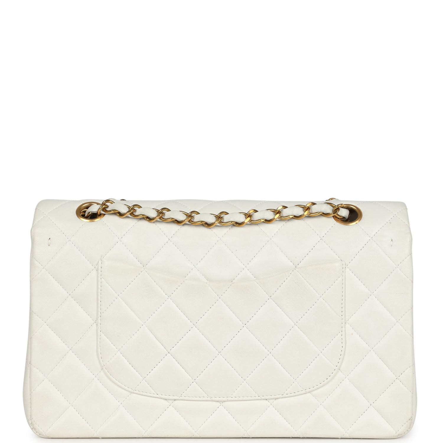 Chanel Medium Classic Double Flap Bag White Lambskin Gold Hardware
