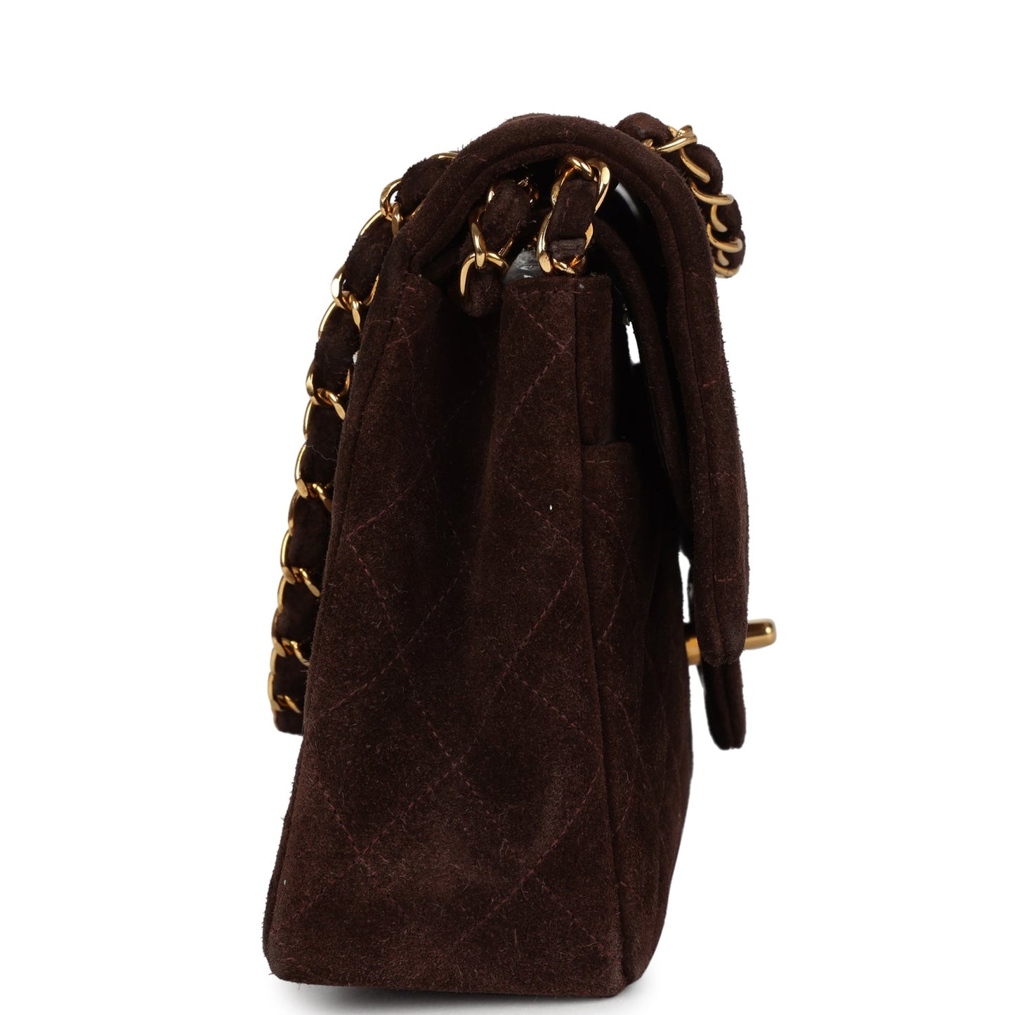 Chanel Medium Classic Double Flap Bag Brown Suede Gold Hardware