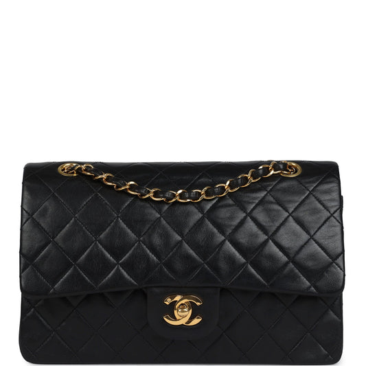 Chanel Medium Classic Double Flap Bag Black Lambskin Gold Hardware
