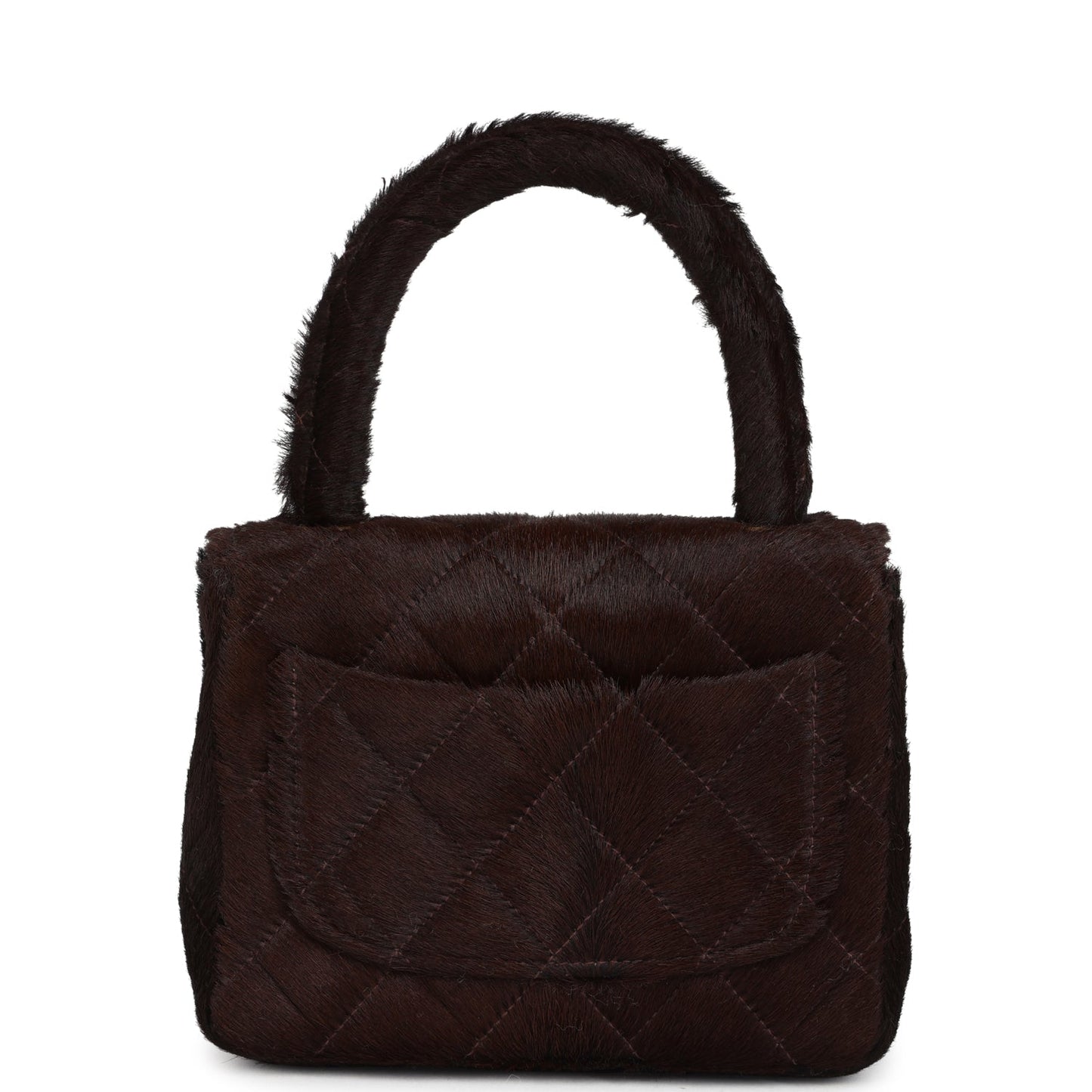 Chanel Micro Kelly Child Dark Brown Pony Hair Gold Hardware