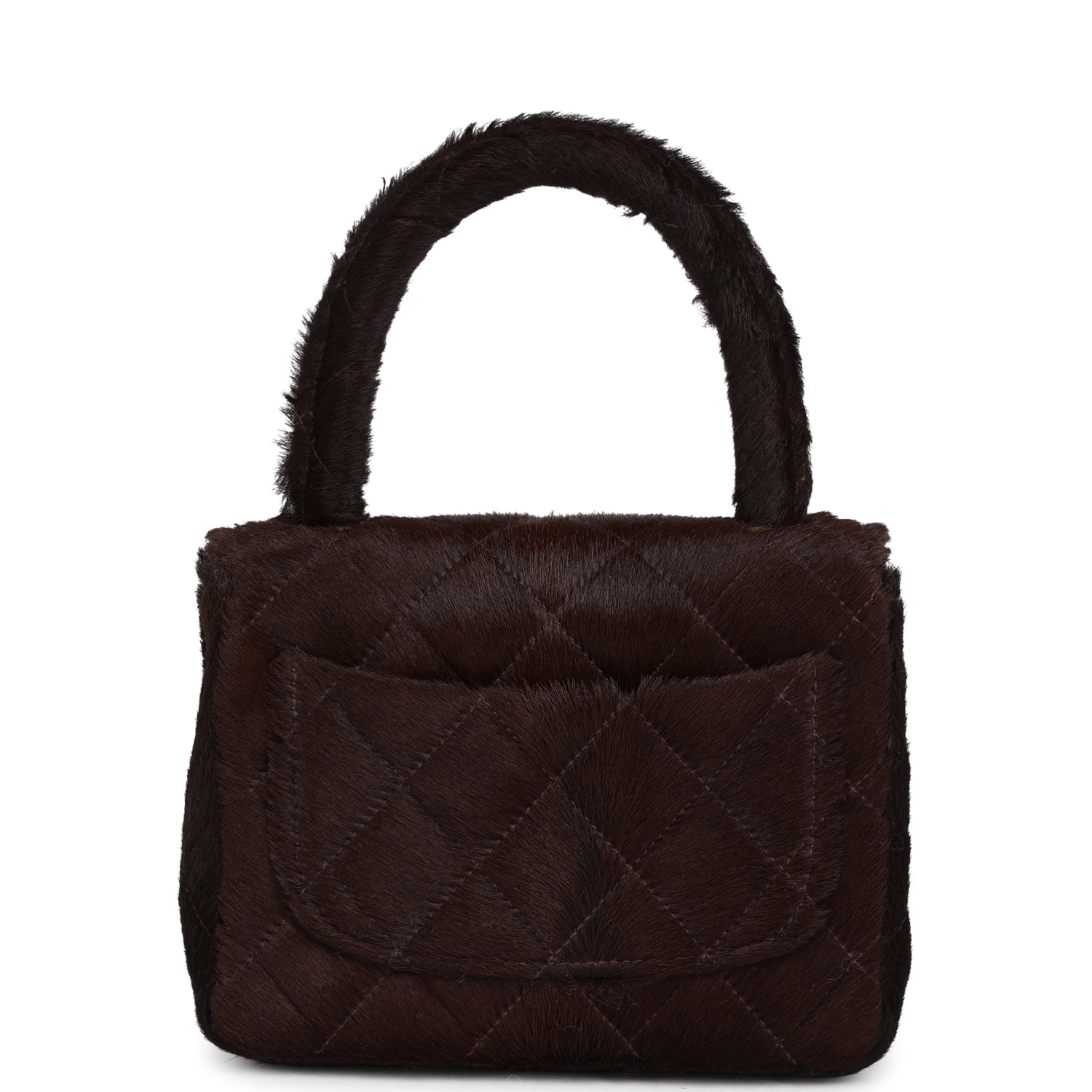 Chanel Micro Kelly Child Dark Brown Pony Hair Gold Hardware