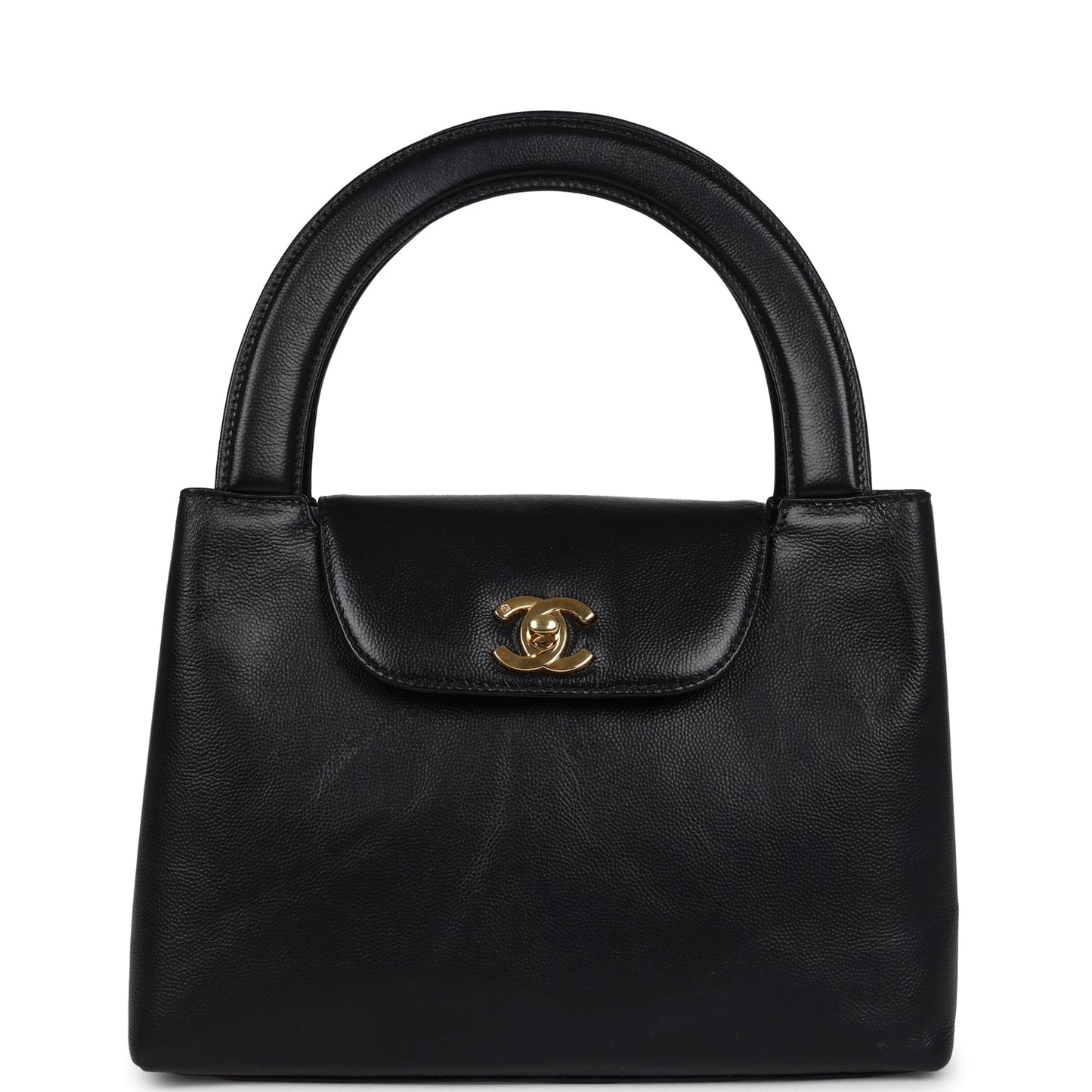 Chanel Large Kelly Black Caviar Gold Hardware Shoulder Bag