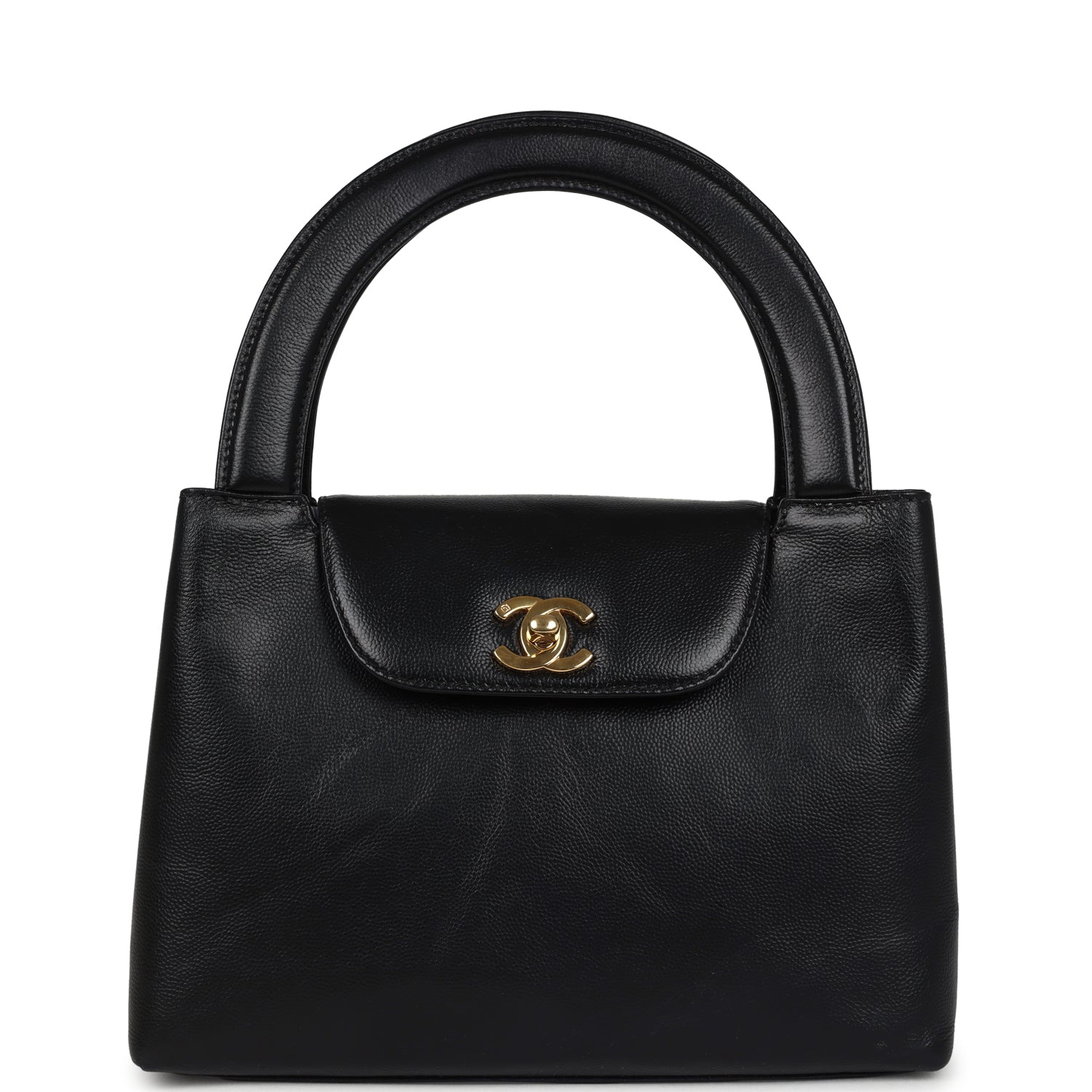 Chanel Large Kelly Black Caviar Gold Hardware Shoulder Bag