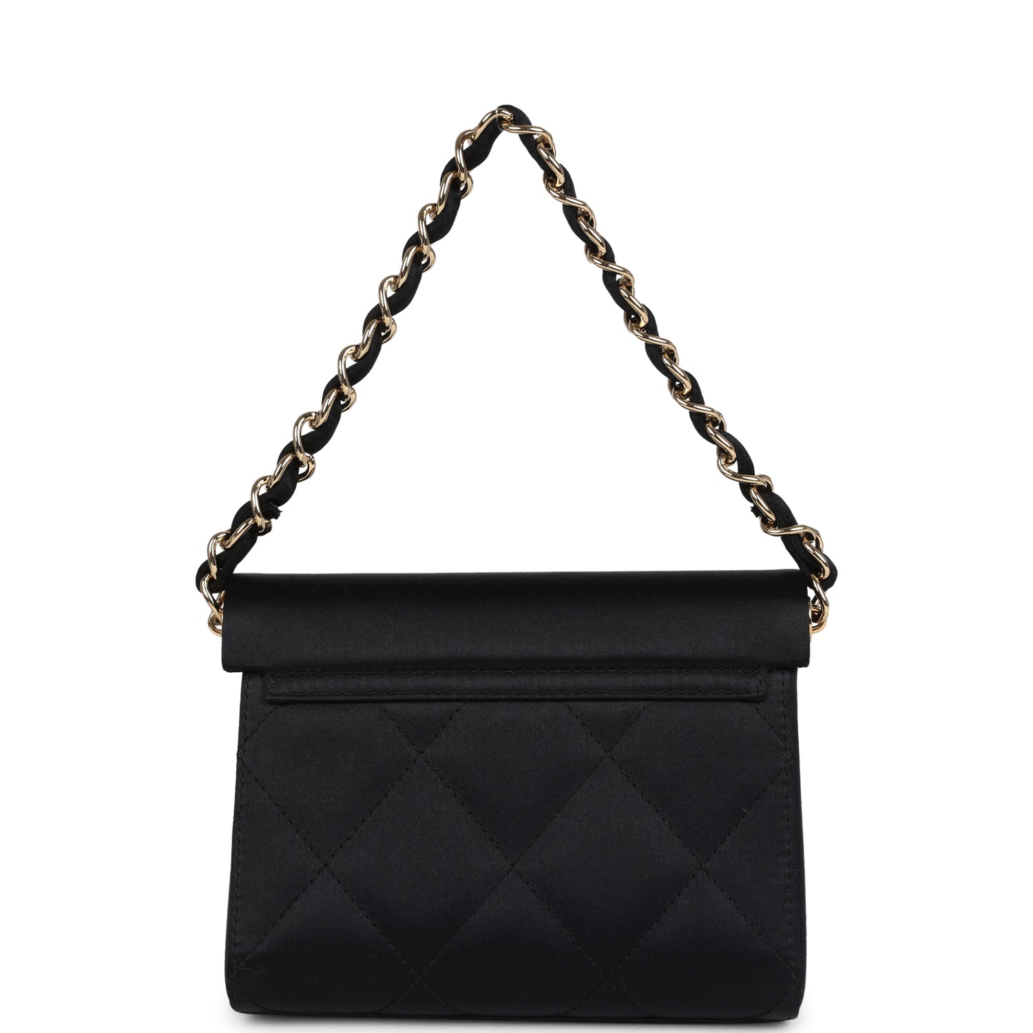 Chanel Mini Evening Handbag Bag Black Satin Gold Hardware
