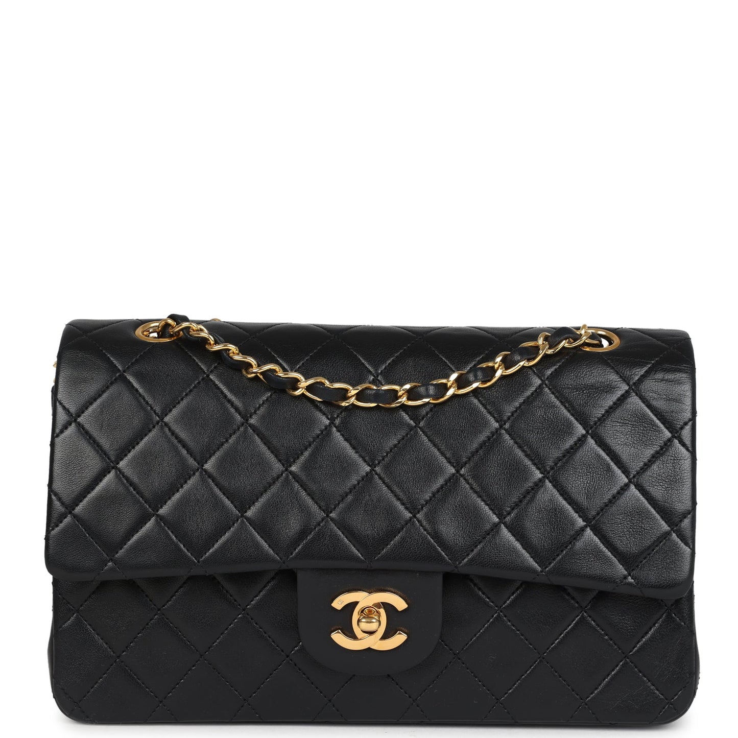 Chanel Medium Classic Double Flap Bag Black Lambskin Gold Hardware