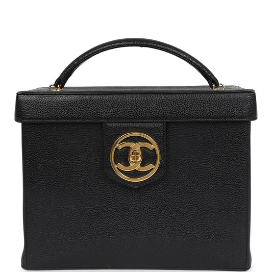 Chanel Large Box Vanity Bag Black Caviar Gold Hardware