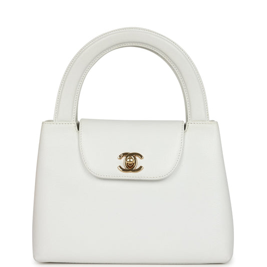 Chanel Small Kelly White Caviar Gold Hardware Shoulder Bag