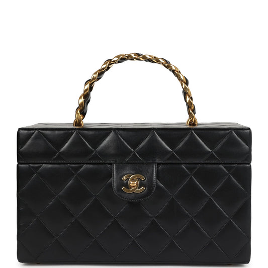 Chanel Large Rectangular Box Vanity Black Lambskin Gold Hardware Handbag