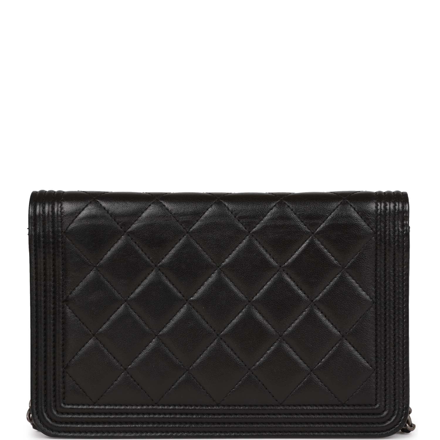 Chanel Wallet on Chain WOC Boy Black Lambskin Aged Silver Hardware
