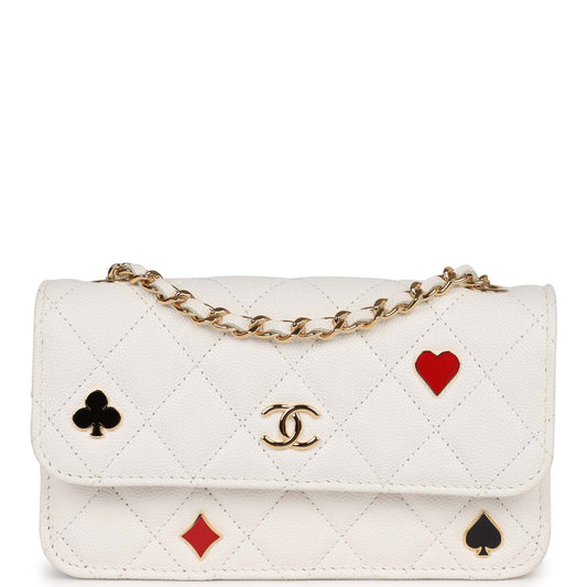Chanel Monaco Wallet on Chain WOC White Caviar Gold Hardware Crossbody