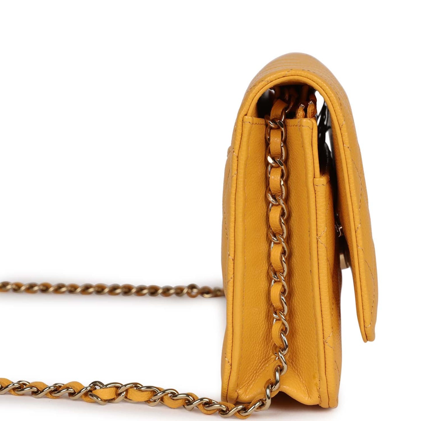 Chanel Wallet On Chain Yellow Caviar Gold Hardware Crossbody