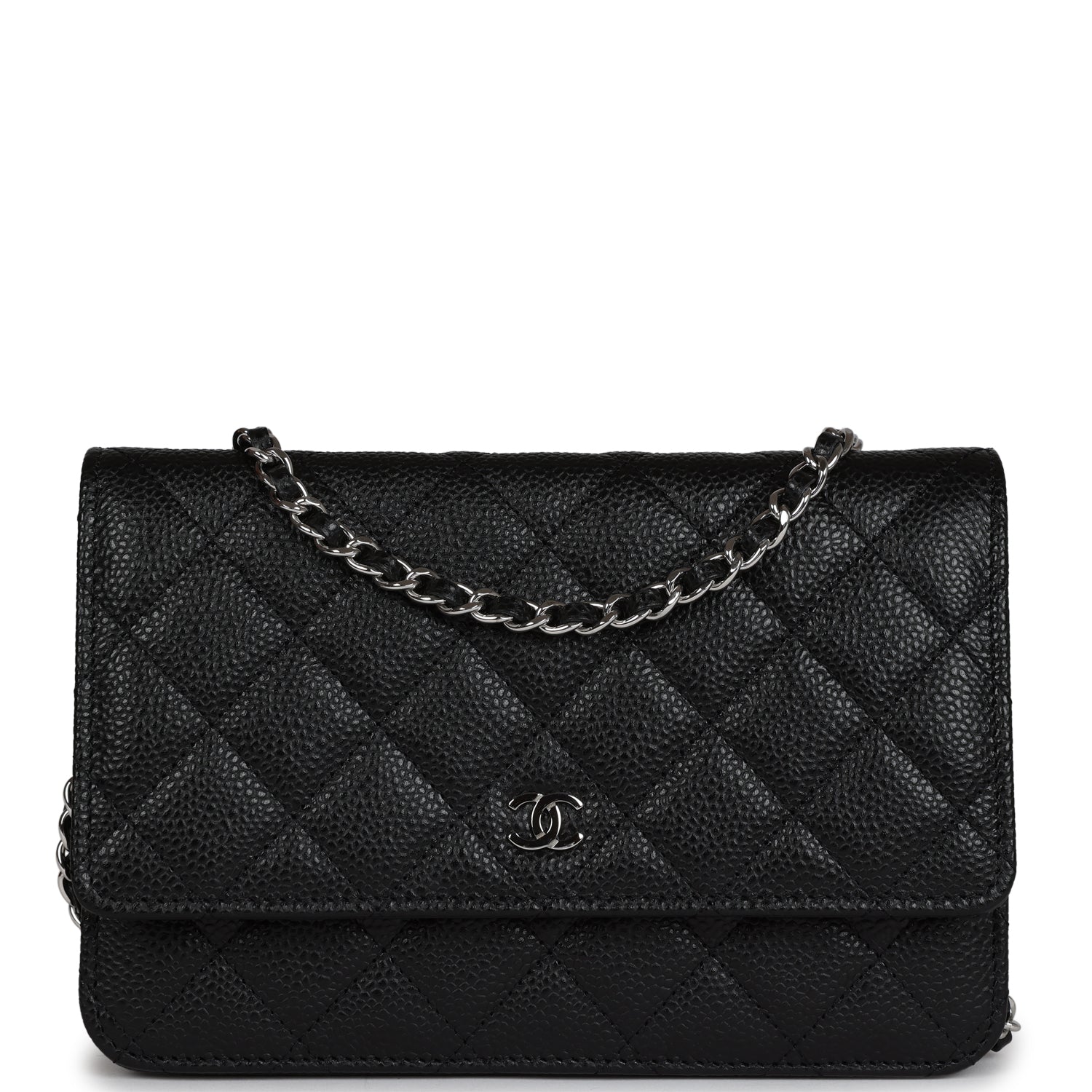 Chanel Wallet On Chain WOC Black Caviar Silver Hardware Crossbody