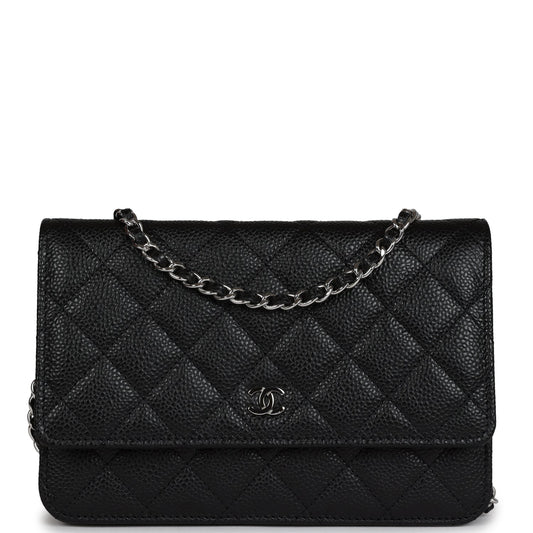Chanel Wallet On Chain WOC Black Caviar Silver Hardware Crossbody