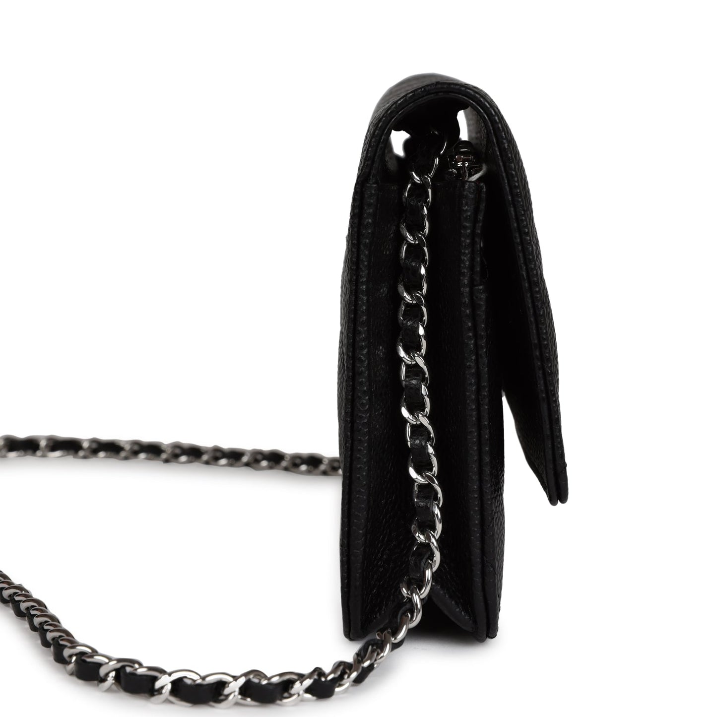 Chanel Wallet On Chain WOC Black Caviar Silver Hardware Crossbody