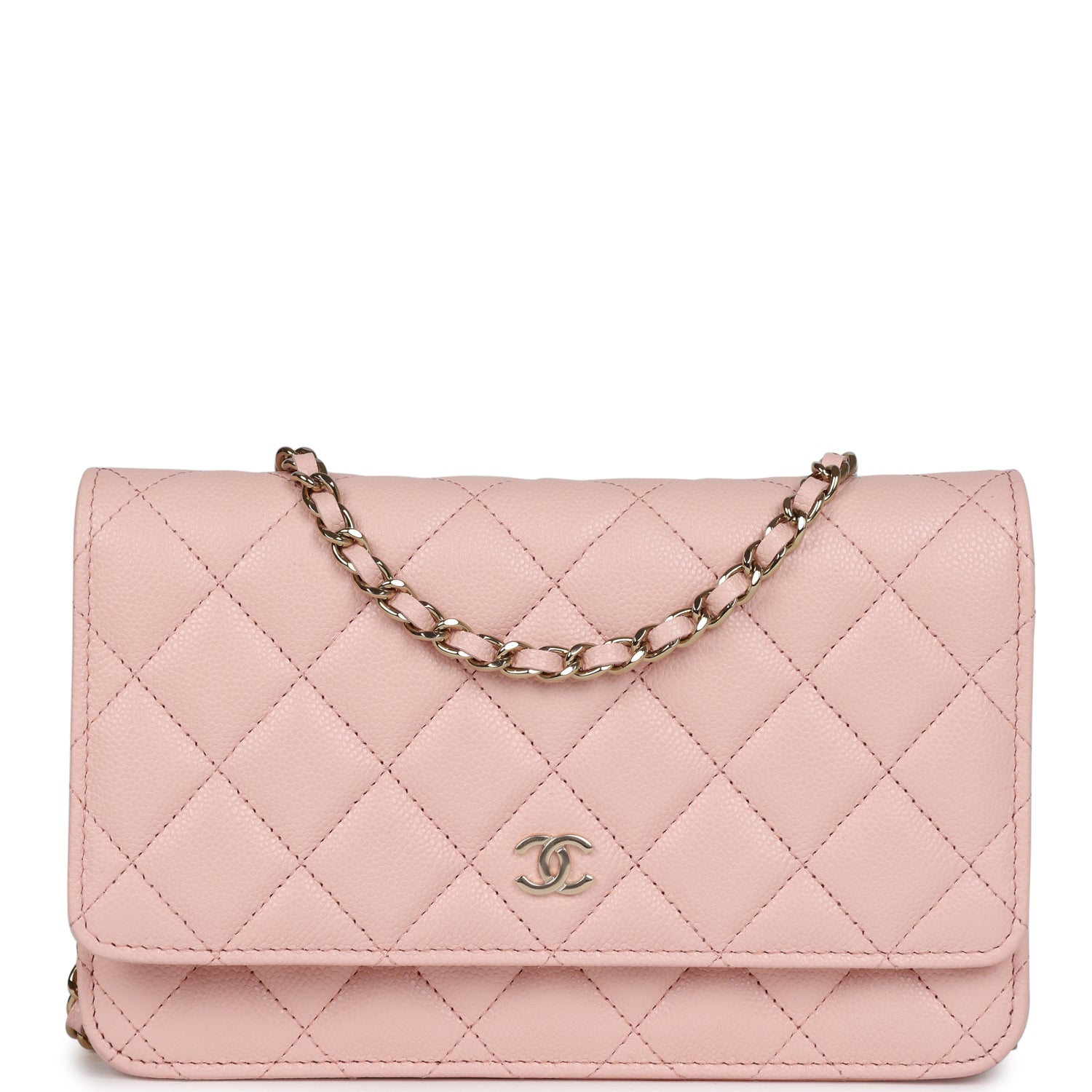 Chanel Wallet On Chain WOC Light Pink Caviar Light Gold Hardware Crossbody