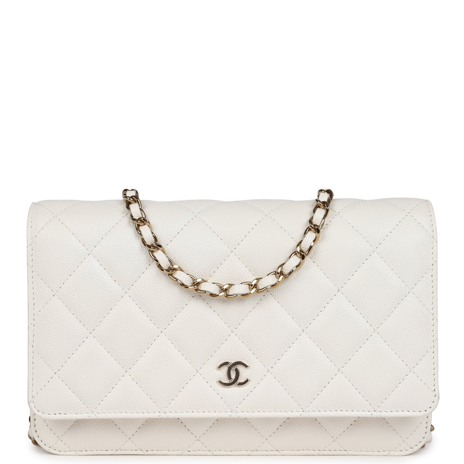 Chanel Wallet On Chain WOC White Caviar Light Gold Hardware Crossbody