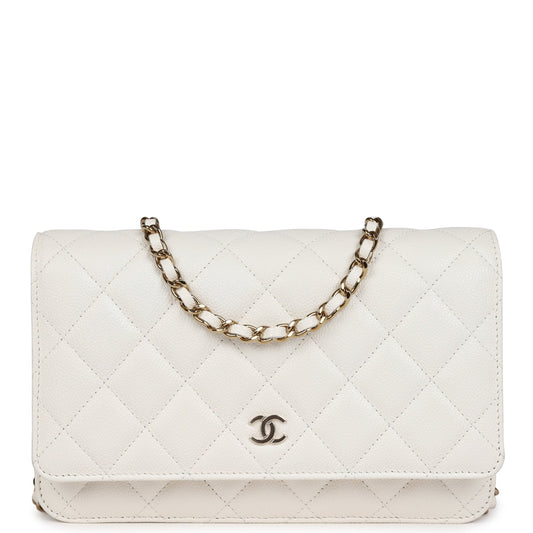 Chanel Wallet On Chain WOC White Caviar Light Gold Hardware Crossbody
