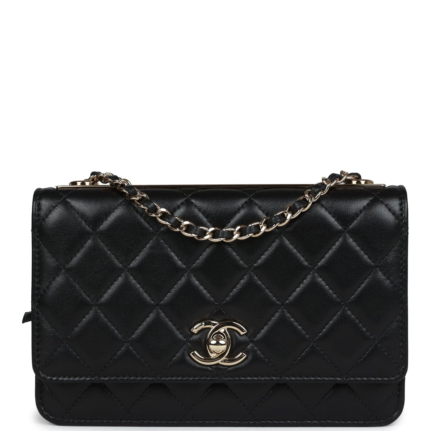 Chanel Trendy CC Wallet On Chain WOC Black Lambskin Gold Hardware Crossbody