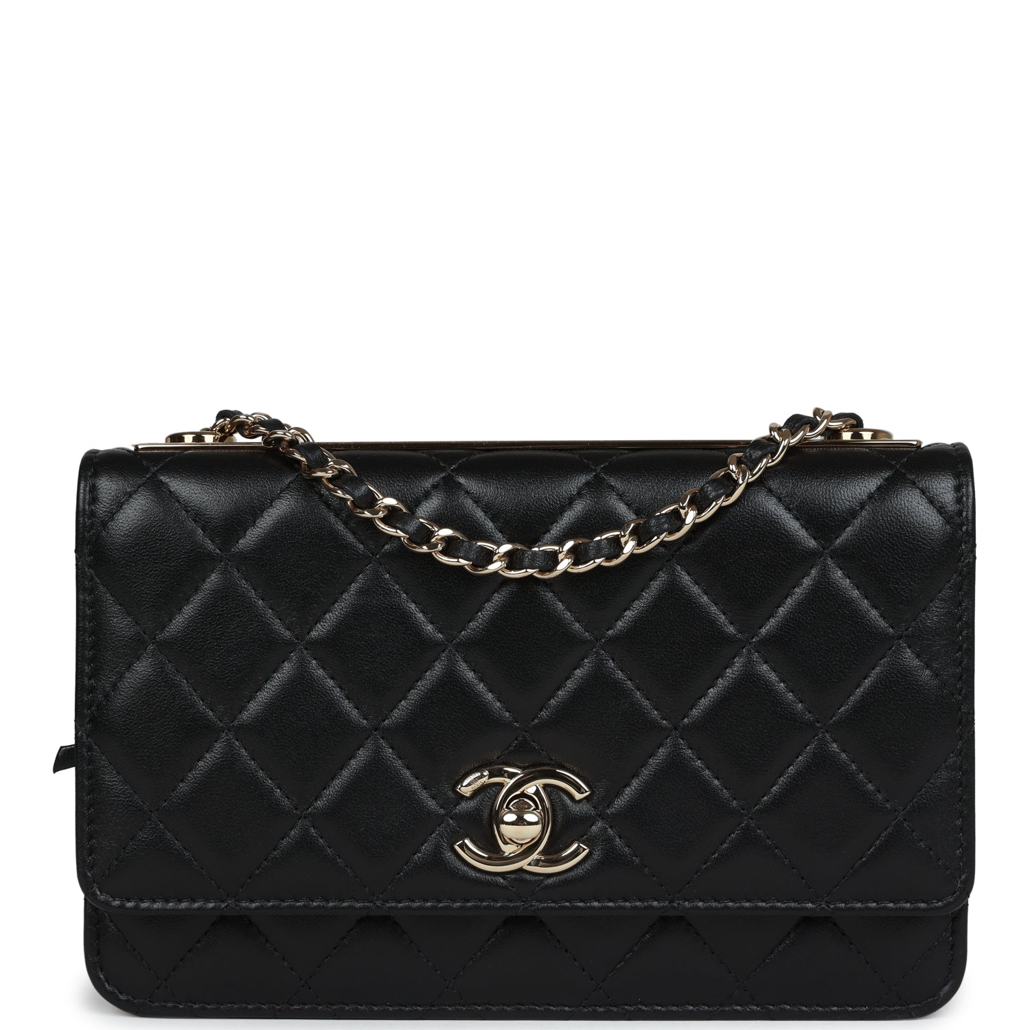 Chanel Trendy CC Wallet On Chain WOC Black Lambskin Gold Hardware Crossbody