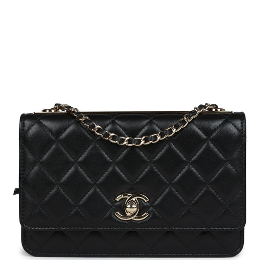 Chanel Trendy CC Wallet On Chain WOC Black Lambskin Gold Hardware Crossbody