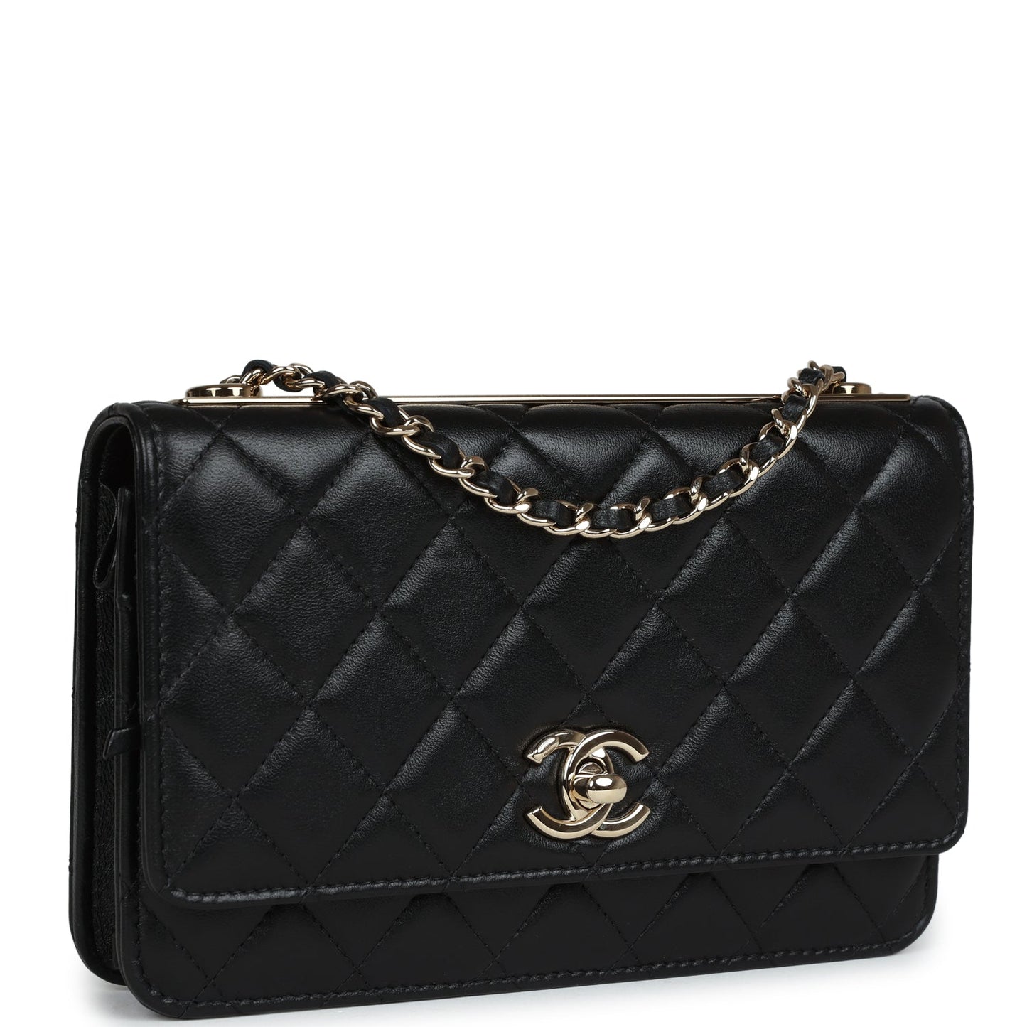 Chanel Trendy CC Wallet On Chain WOC Black Lambskin Gold Hardware Crossbody
