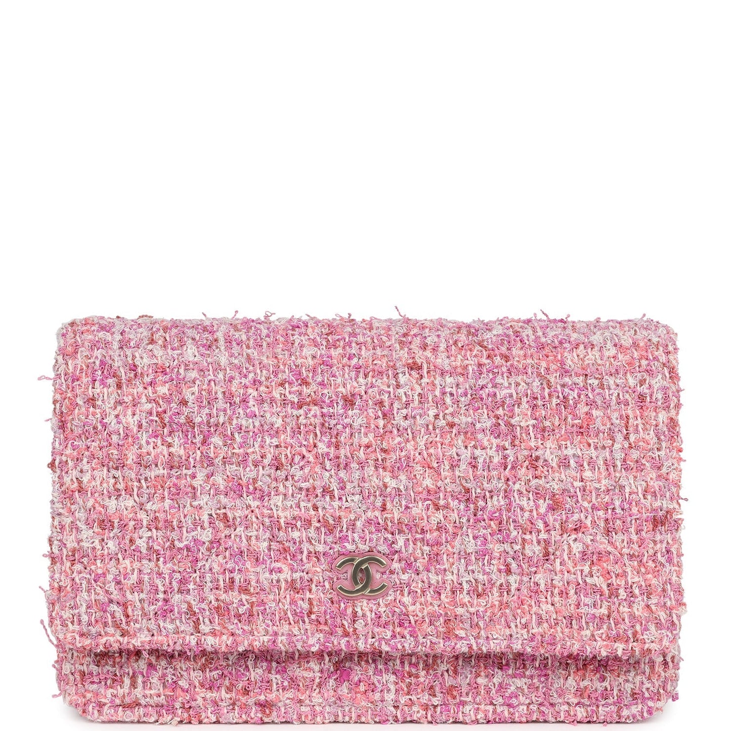 Chanel Classic Wallet On Chain WOC Pink Multicolored Tweed Gold Hardware Crossbody