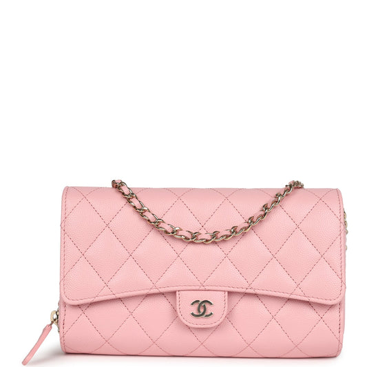 Chanel Wallet On Chain WOC Pink Caviar Light Gold Hardware Crossbody