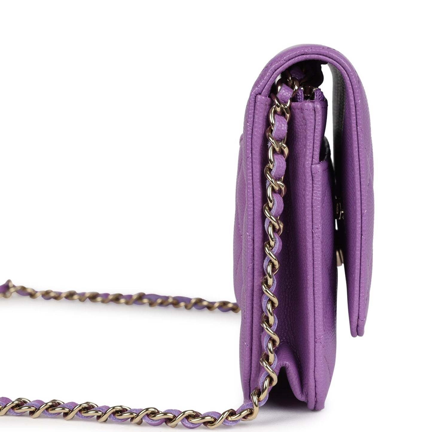 Chanel Wallet On Chain WOC Purple Caviar Light Gold Hardware Crossbody