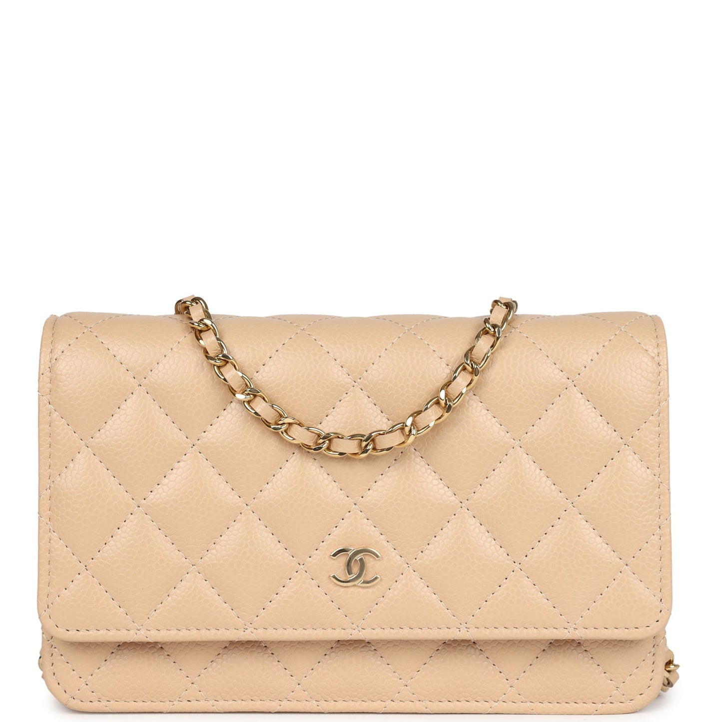 Chanel Wallet On Chain WOC Light Beige Caviar Gold Hardware Crossbody