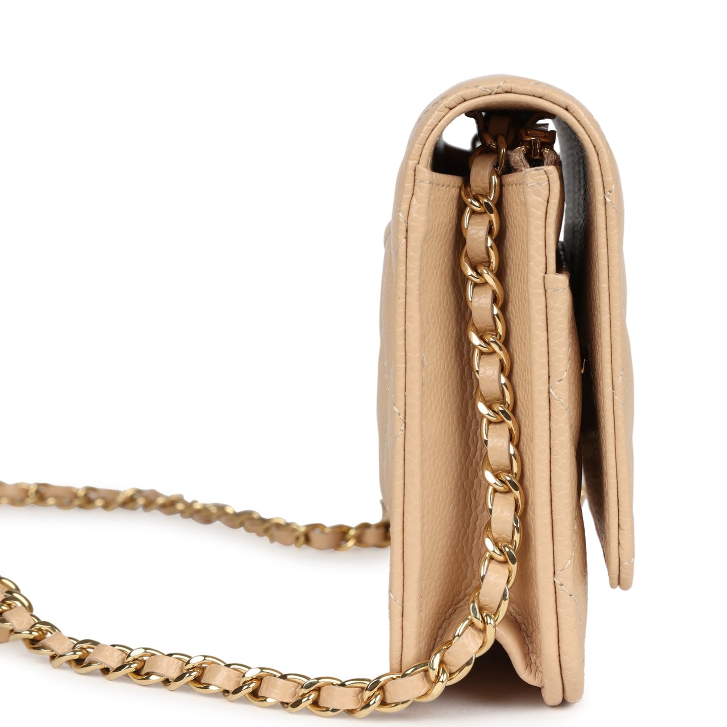 Chanel Wallet On Chain WOC Light Beige Caviar Gold Hardware Crossbody