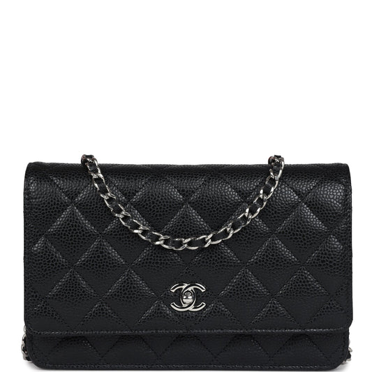 Chanel Wallet On Chain WOC Black Caviar Silver Hardware Crossbody