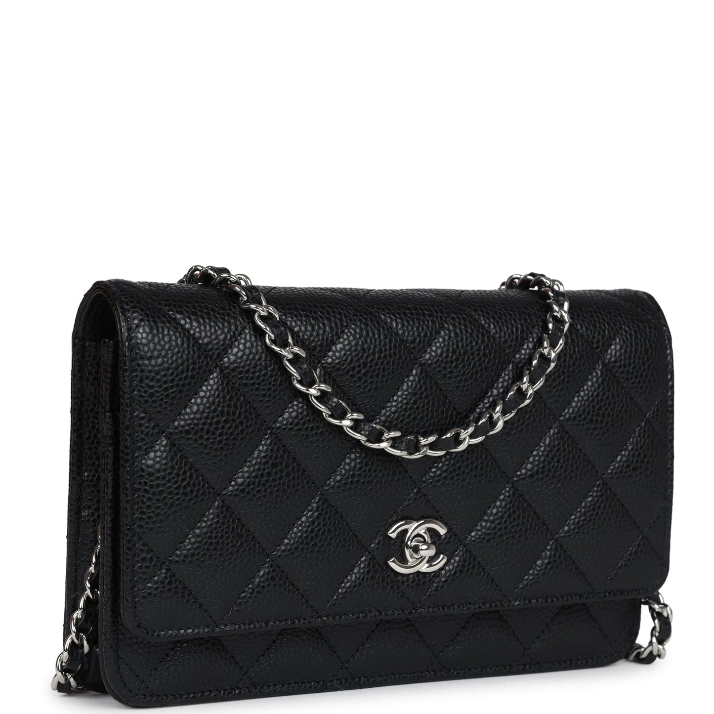 Chanel Wallet On Chain WOC Black Caviar Silver Hardware Crossbody