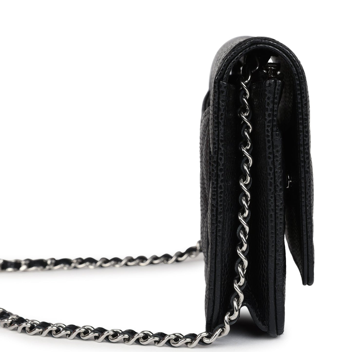 Chanel Wallet On Chain WOC Black Caviar Silver Hardware Crossbody