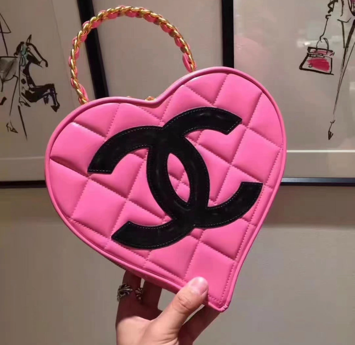 Chanel 1995 Heart Handle Bag Quilted Patent Barbie collection