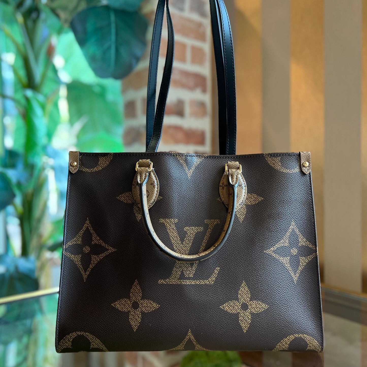 LOUIS VUITTON OnTheGo MM Brown Monogram Reverse Monogram Coated Canvas Tote Bag