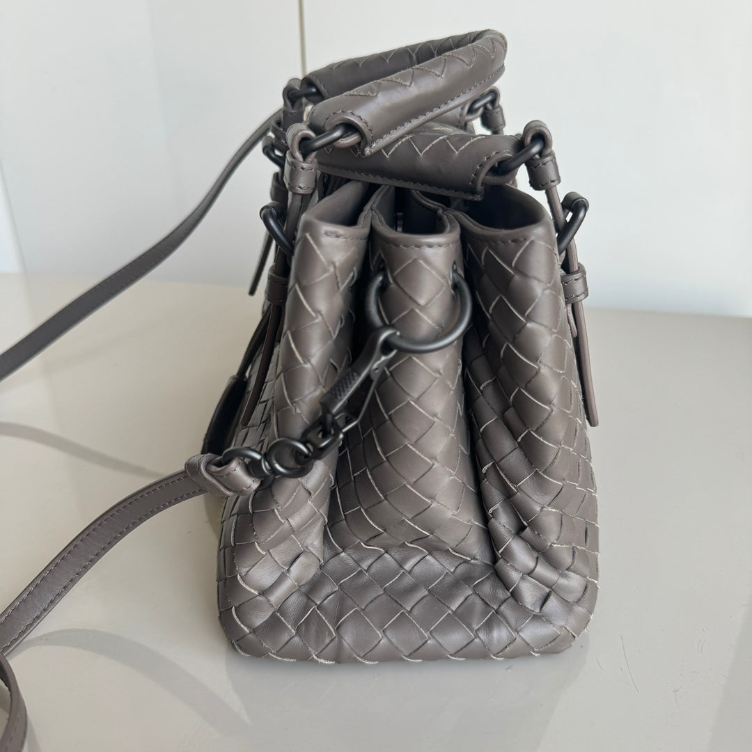 Bottega Veneta Roma Handbag Bag Intrecciato Nappa Leather Grey Mini 25cm