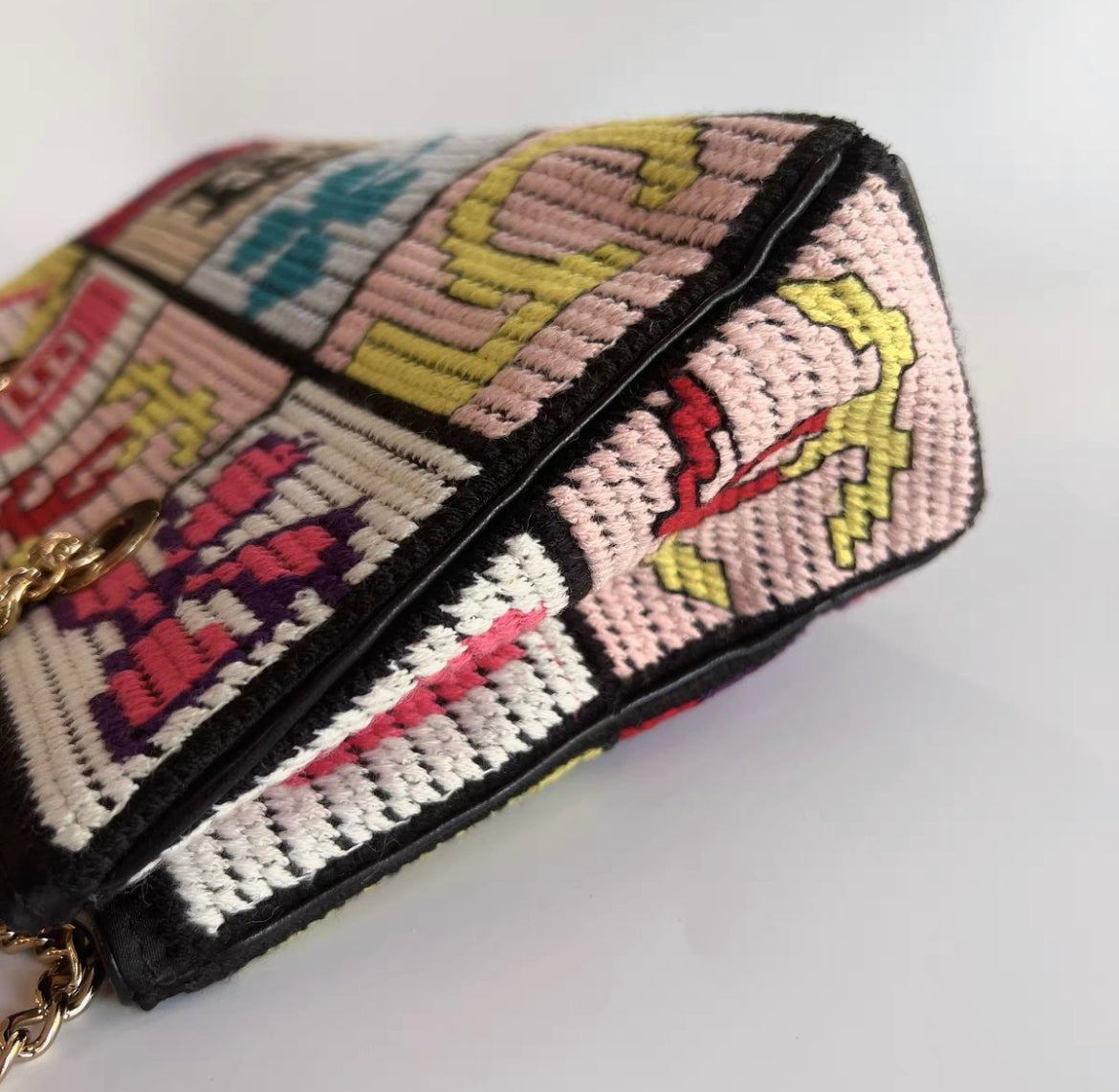 Chanel Cross stitch shoulder bag