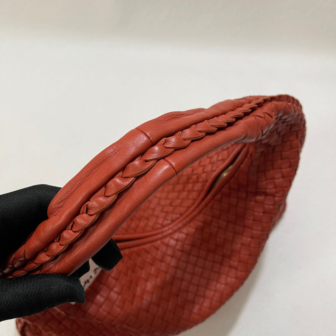 Bottega Veneta Veneta Hobo Medium Brick Red Intrecciato Leather Bag 47cm