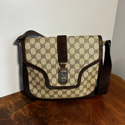 Gucci Leather Canvas Shoulder Bag
