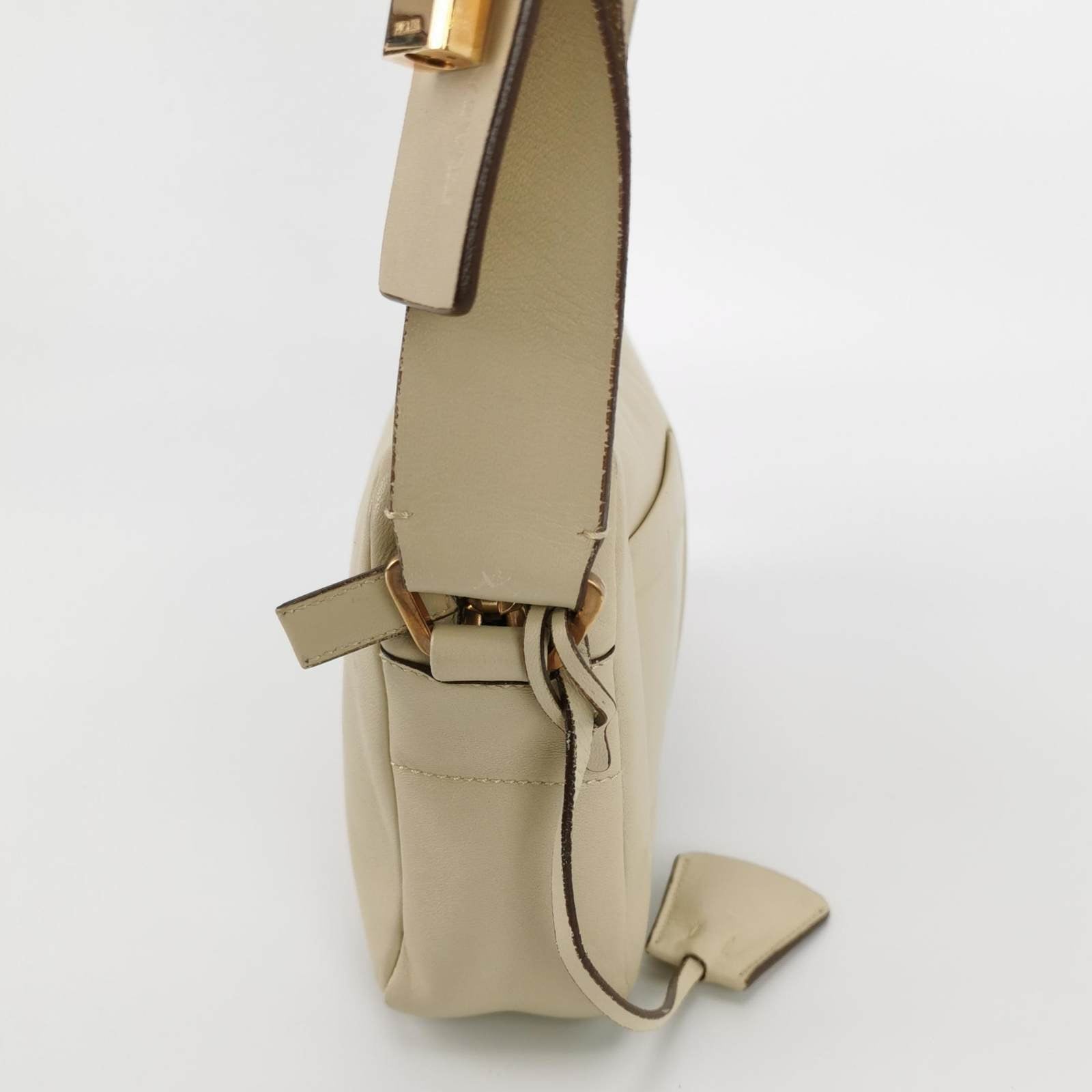 Prada East West Camera Bag Cream White Lambskin Leather with Gold-tone Hardware