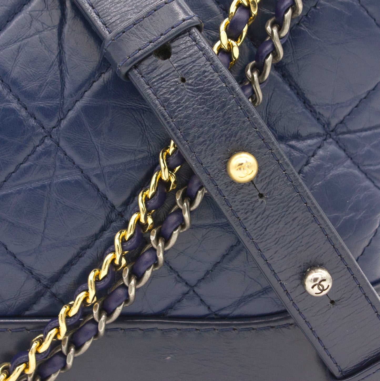 Chanel Calfskin Quilted Small Gabrielle Hobo Blue