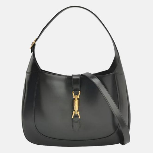 Gucci Jackie 1961 Medium Black Leather Bag with Adjustable Strap