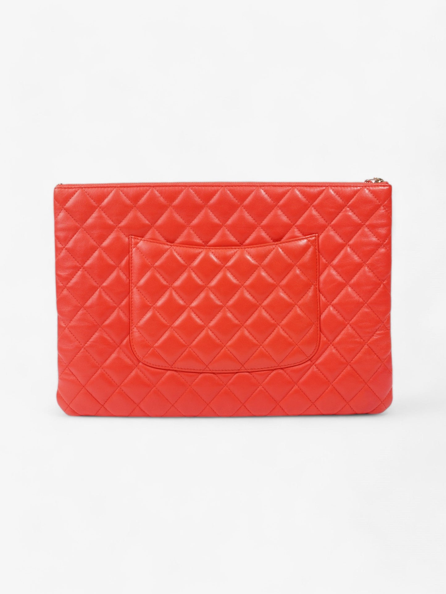 Chanel Matelasse Lambskin Clutch Red Lambskin Leather