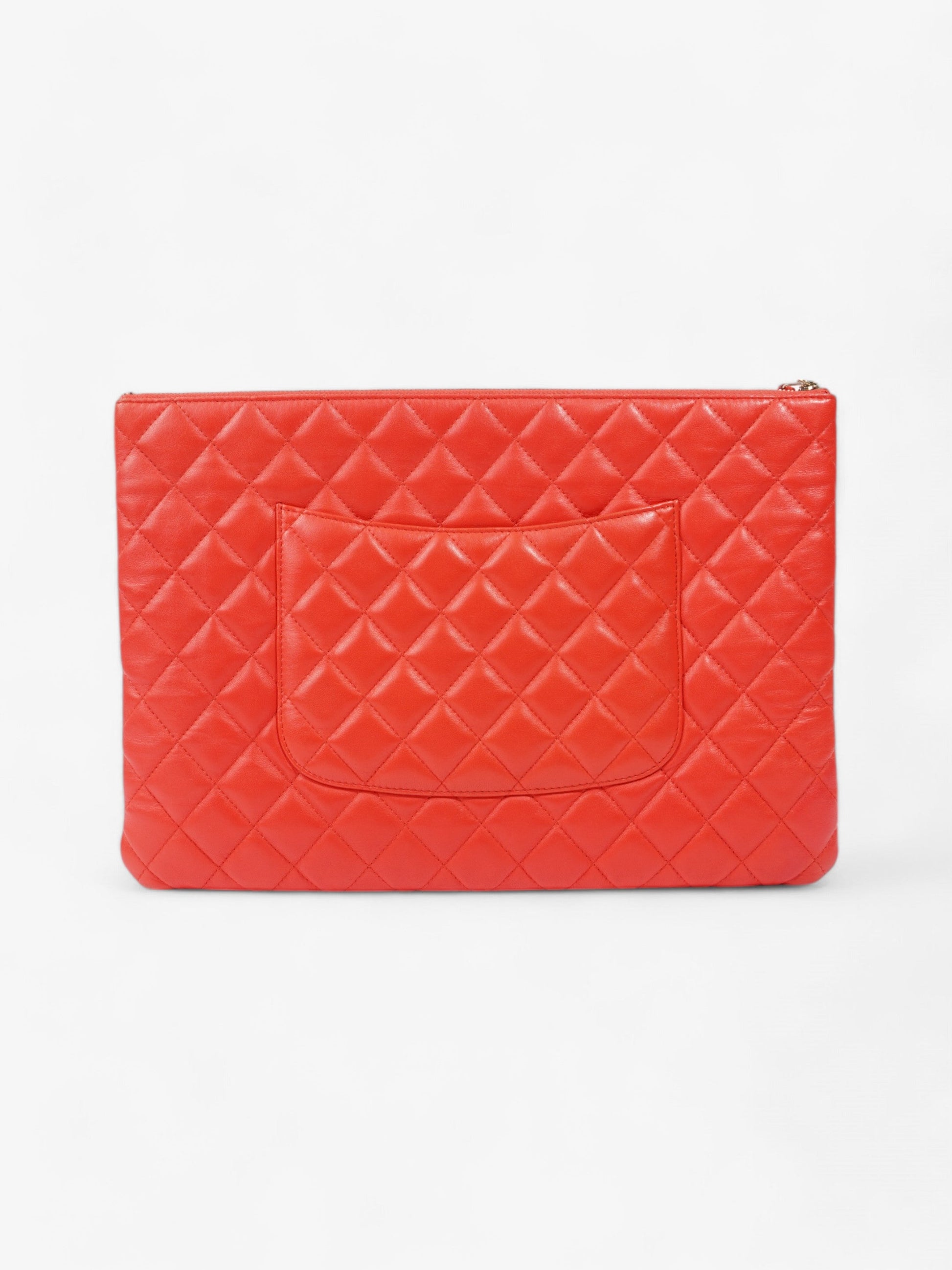 Chanel Matelasse Lambskin Clutch Red Lambskin Leather
