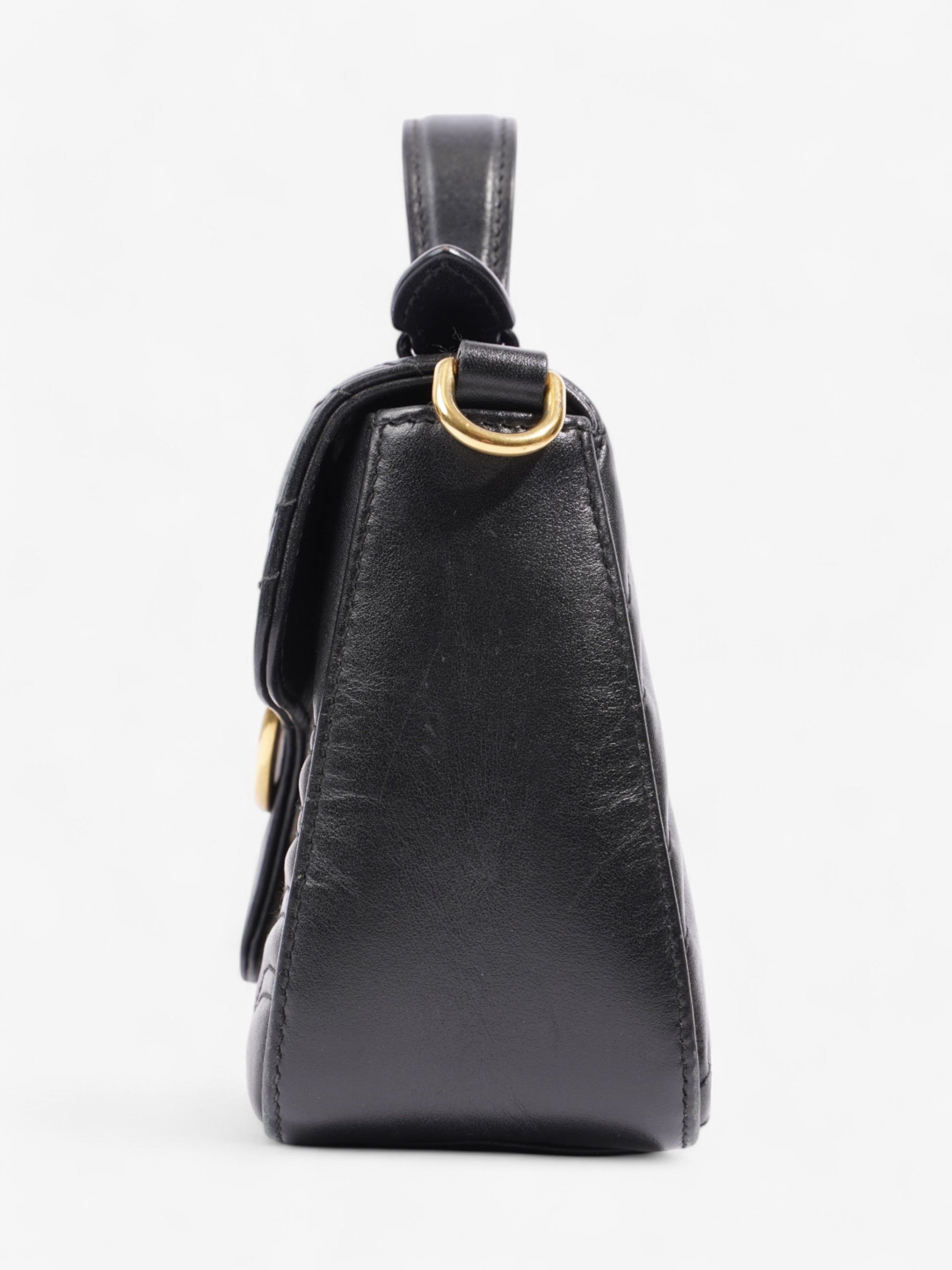 Gucci GG Marmont Mini Top Handle Bag in Quilted Black Leather Black GG Supreme Matelasse Leather Mini