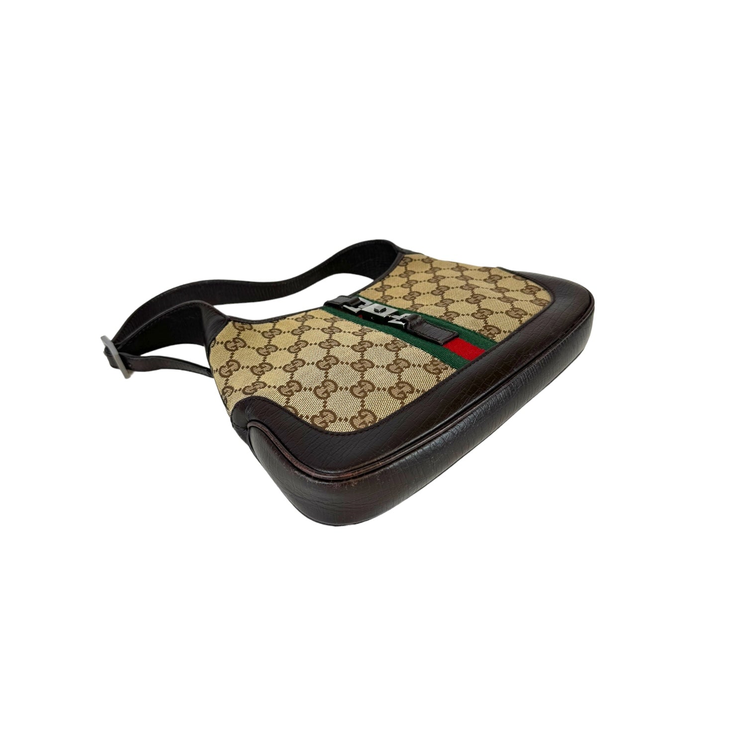 Gucci Jackie Brown Leather Canvas Shoulder Bag Style 3