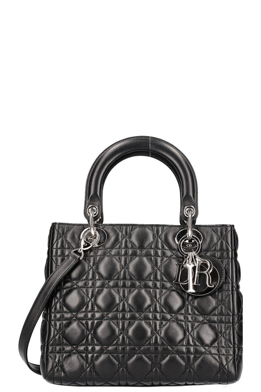 CHRISTIAN DIOR Lady Dior Bag Medium Cannage Black